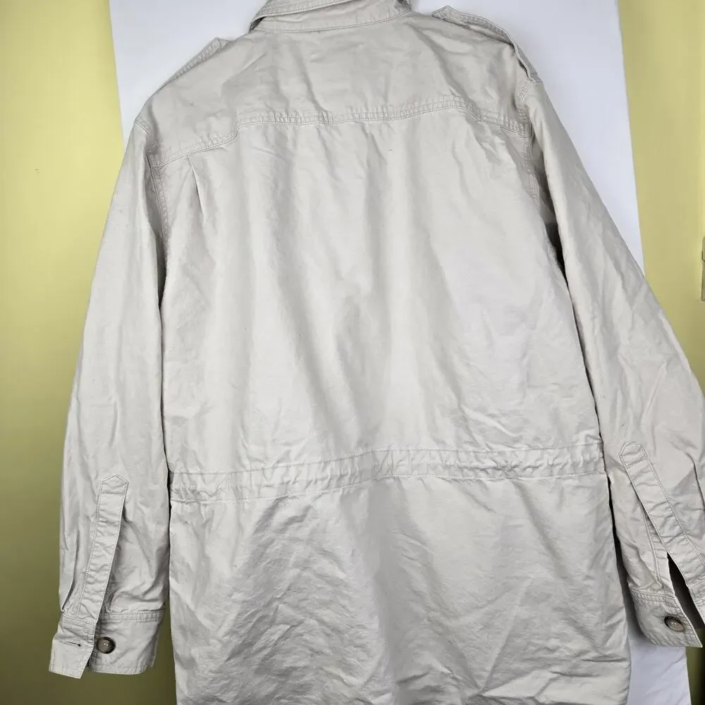 VTG Banana Republic Safari‎ Utility Jacket Khaki Beige Cotton Men's Large. Flaws